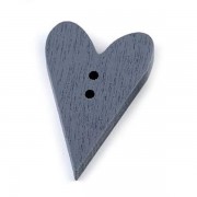 Knoflík dřevěným, srdce, 21x33mm, šedý